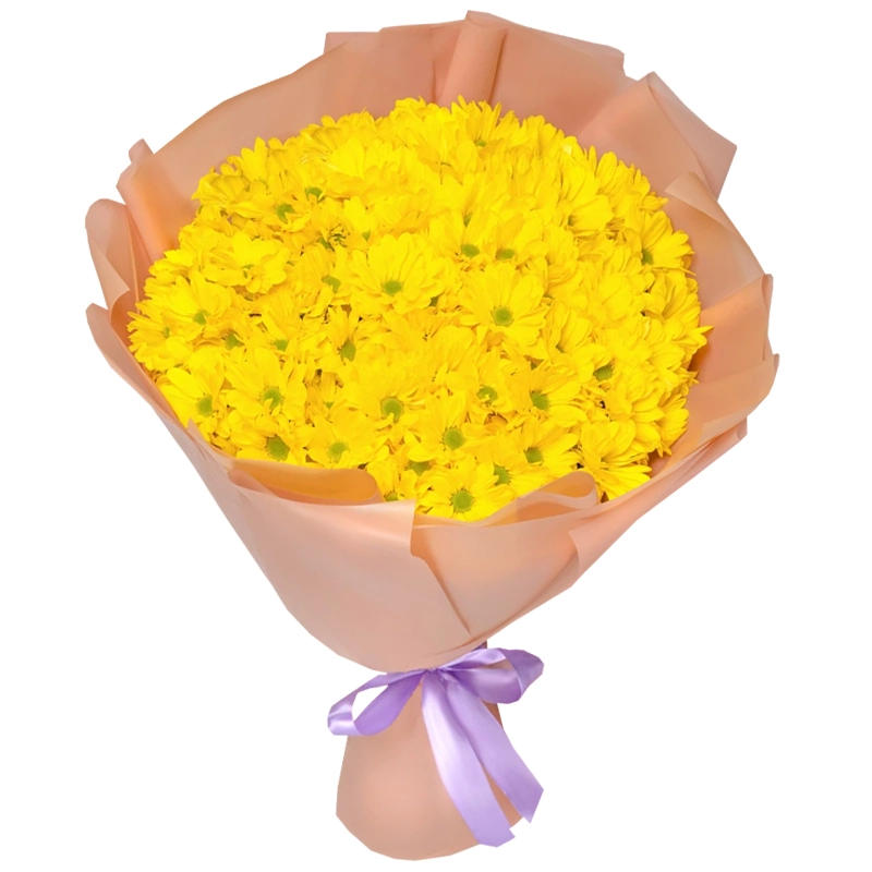 Букет из 15 ромашковых желтых хризантем