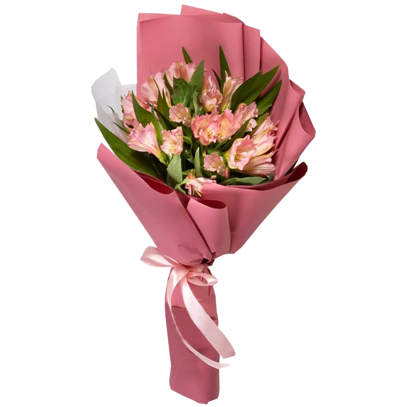 Букет из 9 розовых альстромерий